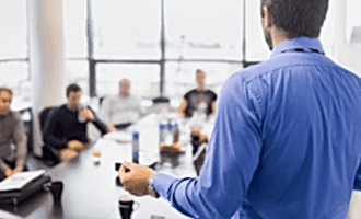 man-health-&-safety-commercial-window-training Man delivering health and safety window cleaning training.